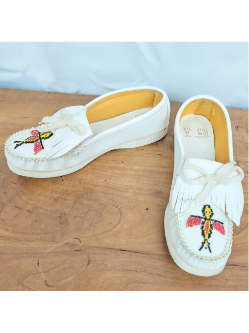 Vintage Faux Leather Beaded Moccasins 7M